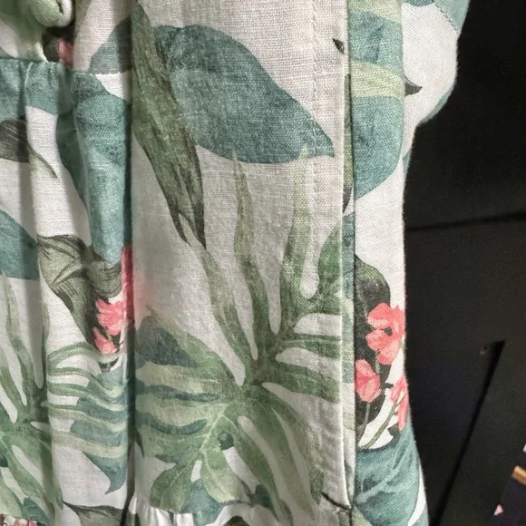 J. Mclaughlin Cunningham Palm Print Linen Blend Tiered Maxi Dress XLarge AS IS - Picture 13 of 15
